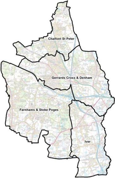 A map of further draft proposals in Buckinghamshire focusing on the south east of the area A map of further draft proposals in Buckinghamshire focusing on the south east of the area